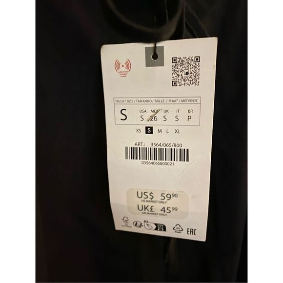 Zara, NWT women’s front tie black midi dress size small ￼ - Picture 9 of 9